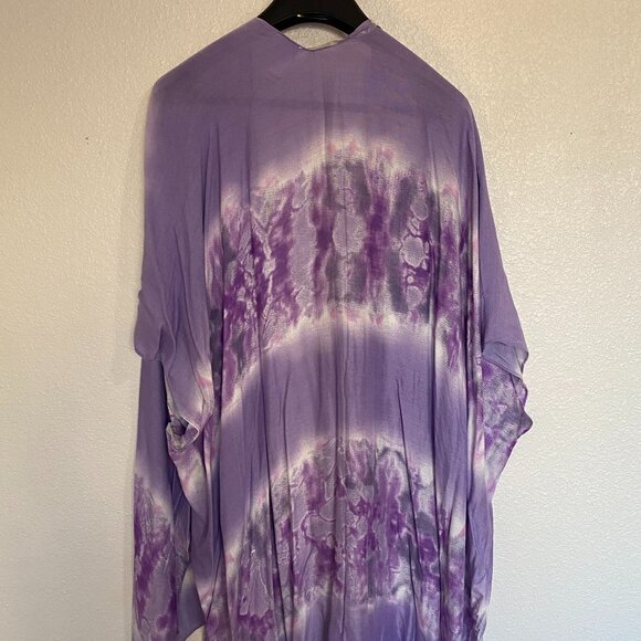 Women's Lace Layering Beach Cover-Up, S/M, Ti-Dye Purple & White - Picture 2 of 2